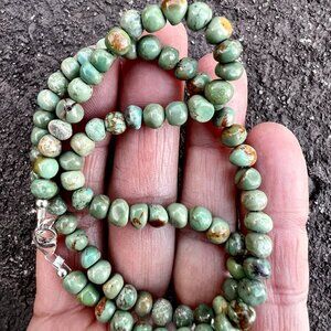 Sundance $248 NEW 17" Green Turquoise Sterling Silver Beaded Handmade Necklace